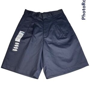 NWT UNIVERSAL SCHOOL UNIFORM NAVY BLUE YOUNG MAN’S PLEATED FRONT SHORTS SIZE 28